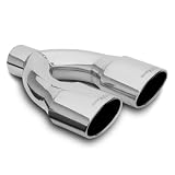 Polished Stainless Steel Exhaust Tip Double Wall Tip Double Wall Dual Rolled Oval Angle Cut- 3 inlet x 3.5 x 5.5 tip- 14 length