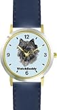 IMAGE OF Cairn Terrier (SC) Dog - WATCHBUDDY® DESIGNER DELUXE TWO-TONE THEME WATCH - Arabic Numbers-AQUA MARINE STYLE - Pale Blue Dial with Blue Leather Strap-Children's Size-Small ( Boy's Size & Girl's Size )