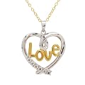 DiAura Sterling Silver Diamond-Accent Heart With Love Pendant