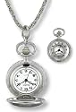 Avalon Ladies Silver-Tone Covered Pendant Watch w/ Chain, # 2118-1