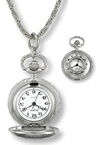 Avalon Ladies Silver-Tone Covered Pendant Watch w/ Chain, # 2118-1