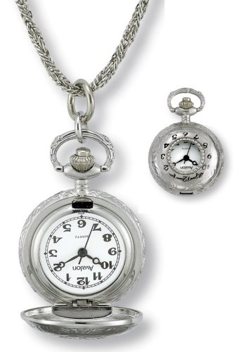41cU PYJTtL. SL160  Avalon Womens Silver Tone Covered Pendant Watch w/ Chain, # 2118 1