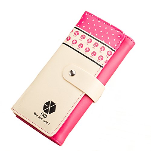 Music Fan Kpop Exo Logo Long Wallet Purse Cute Girlfriend Gifts (Fuchsia)