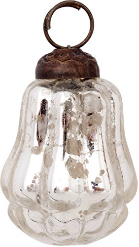 Luna Bazaar Small Mercury Glass Ornament (Melon Design, 2.25-Inch, Silver) - Vintage-Style Decoration