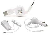 Search : TPA - 3-Piece Value Combo Pack Of Brand New Home Wall Travel Plug in Ac Charger + Vehicle Cigarette Lighter Power Car Charger with IC Chip + Retractable USB Data Cable For Apple iPod Shuffle 2nd Gen, 3rd Gen, 1GB 2GB