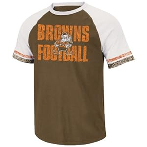 NFL Cleveland Browns Men's Zone Blitz IV Short Sleeve Tee, Brown/Natural Gray/Dark Orange, Small