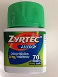 Zyrtec Allergy Relief 70 Tablets 10mg Each
