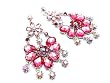 Victorian Dangle Flower Crystal Fashion Earrings Pink