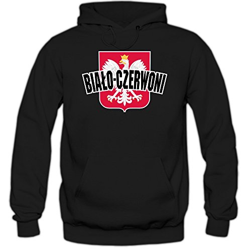 Polen EM 2016 #4 Kapuzenpullover | Fußball | Bialo-Czerwoni | Herren | Trikot | Nationalmannschaft, Farbe:Schwarz (Black F421);Größe:M