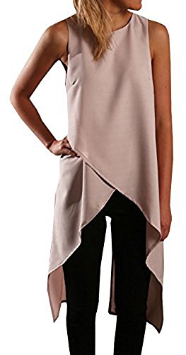 Chuanqi Women's Sexy Long Sleeveless Irregular Chiffon Tunic Tank Top Shirt
