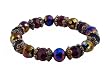 Bracelet - B34 - Metallic Plated Fire Polished Glass and Faceted Glass Beads - Stretch ~ Amethyst (Deep Purple)
