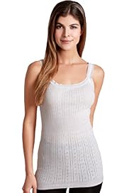 Pure Cotton Scoop Neck Ribbed Pointelle Vest