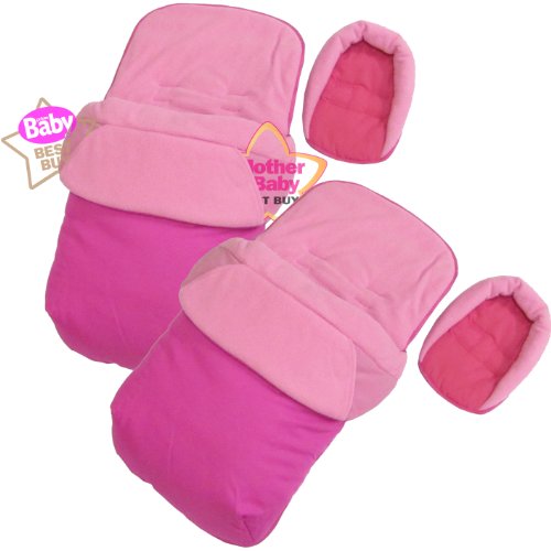 x2 PINK LUXURY FOOTMUFFS WITH POUCHES AND HEADHUGGERS TO FIT HAUCK ROADSTER DUO TWIN DOUBLE STROLLER