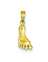 14K Gold Hang Ten Style Foot Charm Footprint Pendant