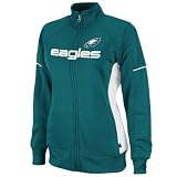 NFL Women's Philadelphia Eagles Counter F-Zip Trk J Long Sleeve Mockneck Full-Zip Track Jacket (Marine Green/White, X-Large)