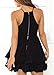 Kearia Women Sexy Deep V Neck Spaghetti Strap Pleated Ruffle Short Skater Mini Dress