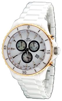 Oniss #ON621-MRG Men's White Ceramic Sports Chronograph Watch