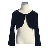 Girls Black Long Sleeve Velvet Special Occasion Bolero Jacket 2T-12