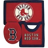 Boston Red Sox Combo 3 Piece Bath Rug Set and Shower Curtain