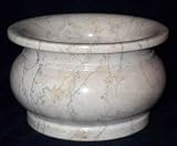 Hand Carved Marble Stone Planter, Indoor Plant Planters - Large, 9"dia.