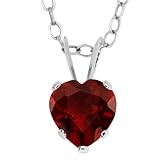 1.00 Ct 6Mm Red Garnet Heart Shape Pendant 18