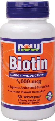 Now Foods Biotin, 60 caps / 5 mg (Pack of 2)