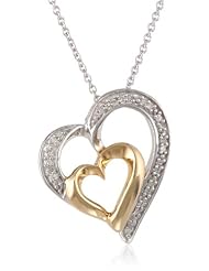 18k Gold Plated Sterling Silver Diamond Heart Pendant Necklace (0.05 cttw, I-J Color, I3 Clarity), 18"