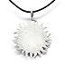 Pewter Sun Moon Face Celestial Lunar Solar Pendant, Leather Necklace
