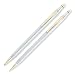 Cross Classic Century, Medalist Ballpoint Pen and .07mm Pencil Set, Polished Chrome with 23 Karat Gold Plated Appointments (330105)