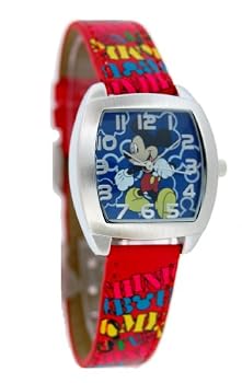 Disney #41561B Women's Mickey Mouse Watch With Red Leather Band