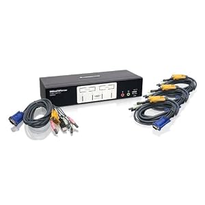 IOGear 4-Port KVMP Switch with USB 2.0 Hub and Audio GCS1804 (Black) by Iogear