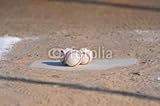 IMAGE OF Wallmonkeys Peel and Stick Wall Decals - Three Baseballs on Home Plate. - 60