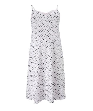 Maternity Heart Print Strappy Nightdress - Cream