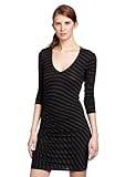 Three Dots Womens Rayon Blend Stripe 3/4 Sleeve V-Neck Dress