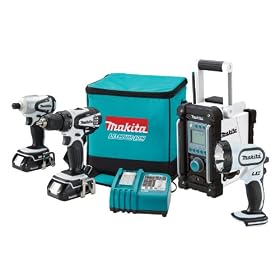 Makita LCT400W 18-Volt Compact Lithium-Ion Cordless 4-Piece Combo Kit