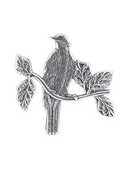 Sterling Silver Polish Finish Bird on Tree 1.2" x 1.2" Pin Brooches