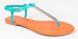 Bamboo MACALEN-06 Designer Inspired Metal T-Strap Slingback Thong Flat Archer Sandal