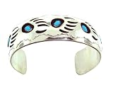 Beautiful! Genuine Navajo Sterling-silver Turquoise Bear Paw Shadow Box Men's Bracelet