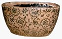 antiqued Rustic Oval Flower Jar/ Planter