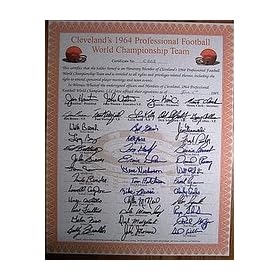Buy 1964 NFL Champions Cleveland Browns Team Hand Signed Stock Certificate