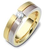 6mm Titanium & 14 Karat Yellow Gold Diamond Wedding Band Ring
