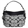 Coach Signature Zoe Shoulder Bag Purse Tote 12657 Black White