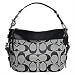 Coach Signature Zoe Shoulder Convertiable Bag Purse Tote Black White