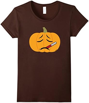 Women's Pumpkin Sick Face Asian Emoji Halloween Thanksgiving T-Shirt XL Brown