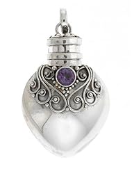 Amethyst Pendant Heart Bottle Sterling Silver Bali