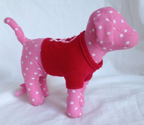 Victoria's Secret Pink Polka Dot Dog in Red Peace & Heart Shirt