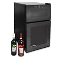 Klarstein Design Weink�hlschrank 2-fach Kombination seperat temperierbar (schwarz Glas, Touchpad-Steuerung, 24 Flaschen)