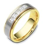 14 Karat Two-Tone Gold Channel Set Diamond Wedding Band Ring