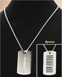 J-Steel by Fyn Studios (TM) Married But Available Stainless-Steel/Crystal Dog Tag on Chain 843332001020