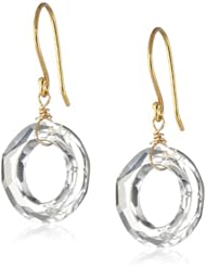 Gold Over Sterling Silver Ear Wire with Crystallized Swarovski Elements Crystal Cosmic Shape Faceted Ring Drop Earrings